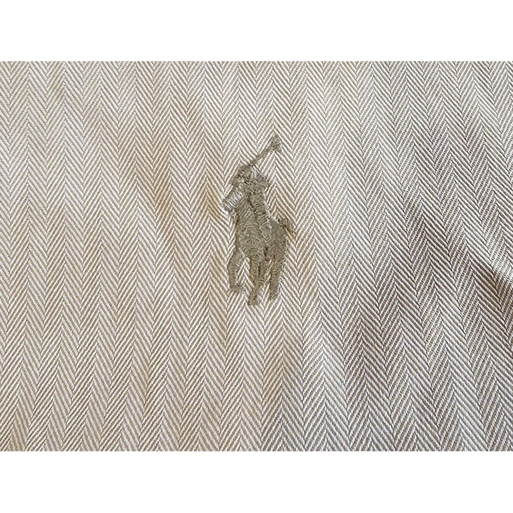 Vintage 90s Ralph Lauren Yarmouth Button-Down Cream Tan Shirt 16 1/2-35 - Picture 2 of 5